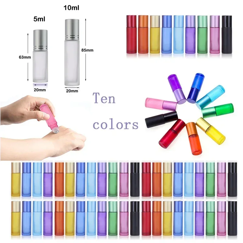Perfume Fragrance Difference - 10/30/50Pcs 5-10ml Frosted Glass Roller Bottles